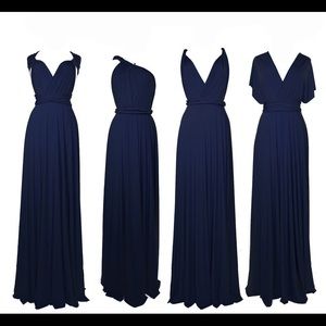 Navy blue infinity floor length dress